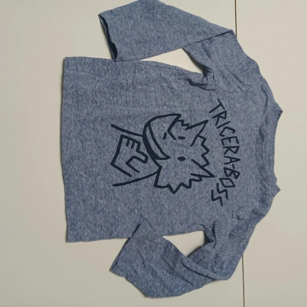 The Childrens Place T-Shirt Boys 3T Blue Tricera-Boss Long Sleeve Crew Neck Tee